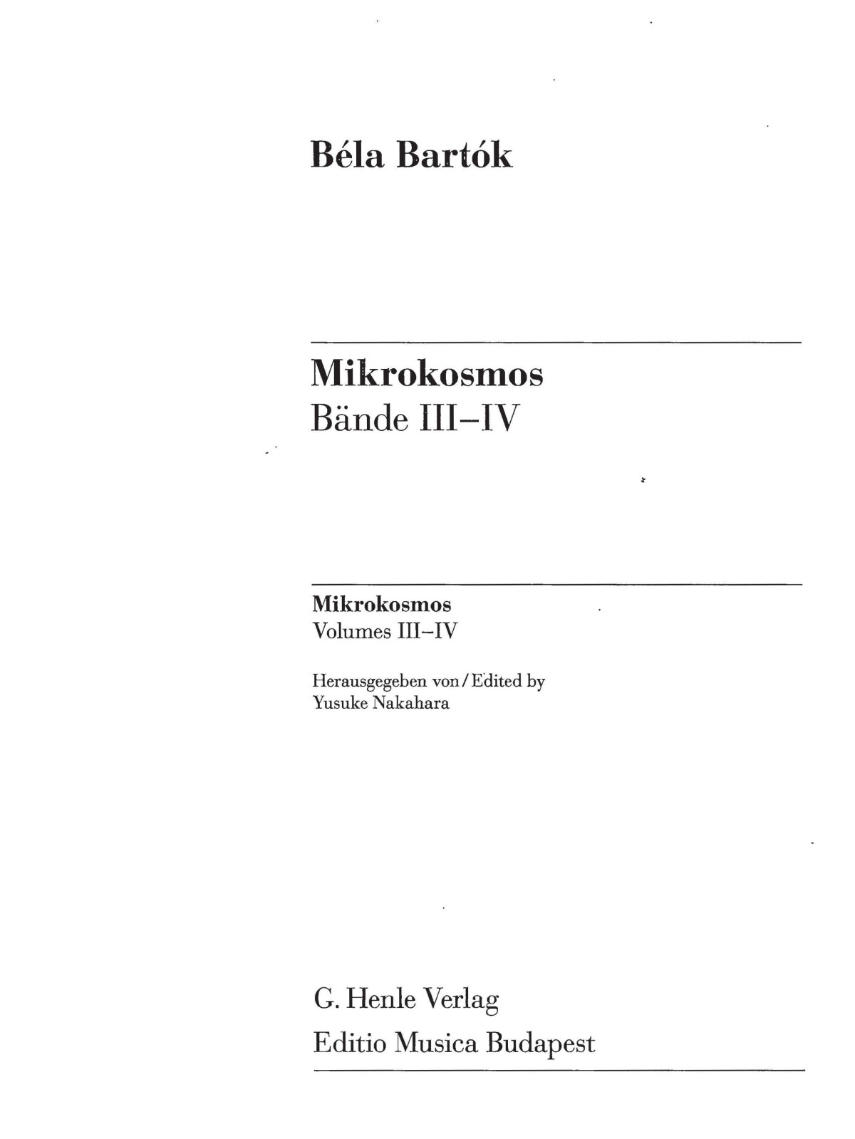 Mikrokosmos Bnde Iiiiv Urtext Henle G Verlag Bla Bartk