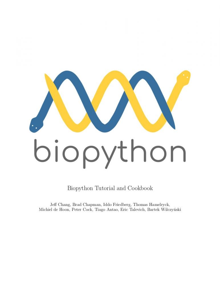 Biopython Tutorial And Cookbook Updated Version 181 1st Edition Jeff Chang