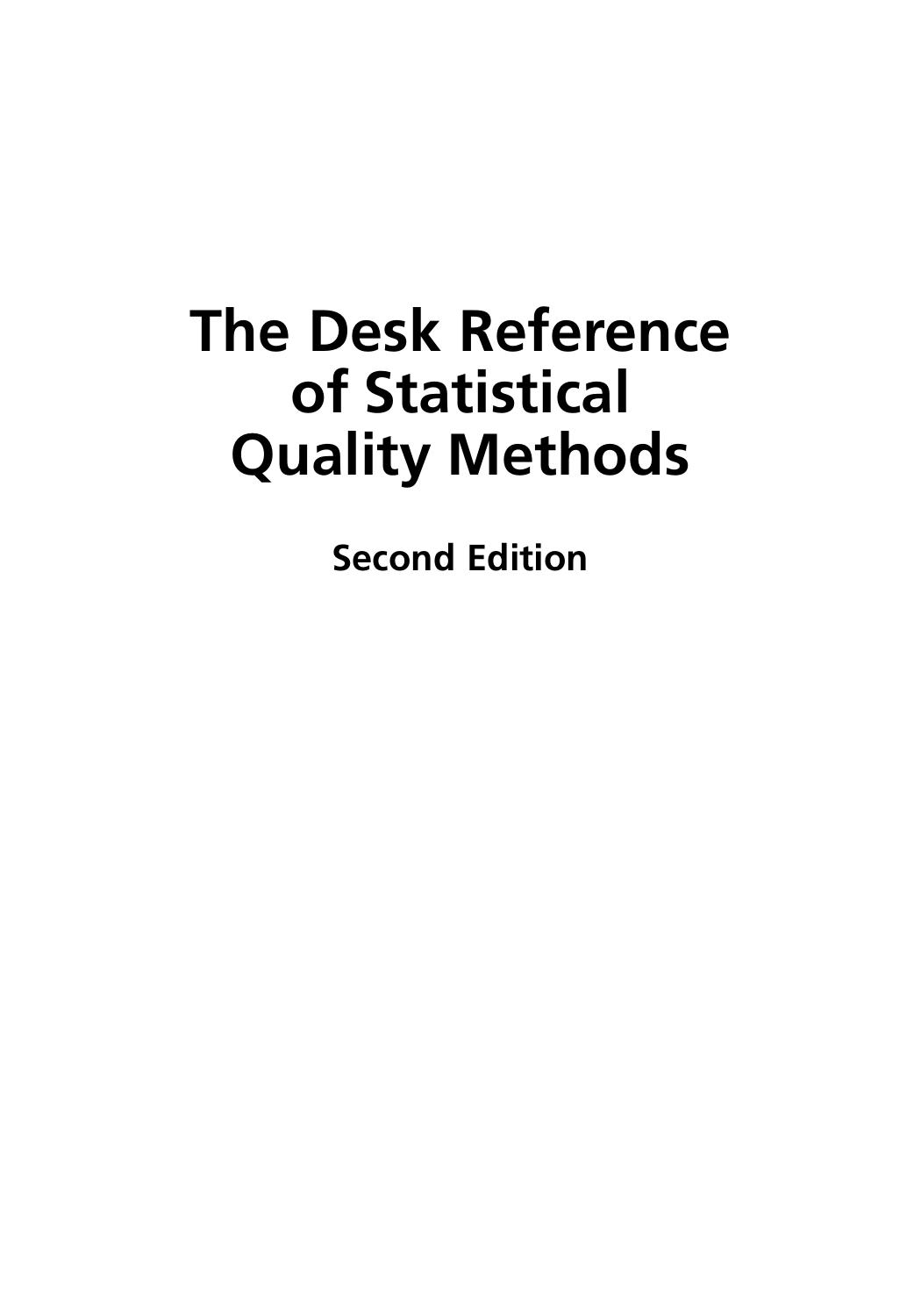 The Desk Reference Of Statistical Quality Methods 2nd Edition Mark L Crossley