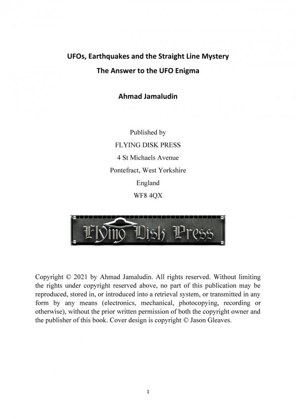 Ufos Earthquakes And The Straight Line Mystery The Answer To The Ufo Enigma Ahmad Jamaludin