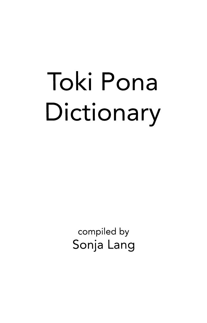 Toki Pona Dictionary Sonja Lang