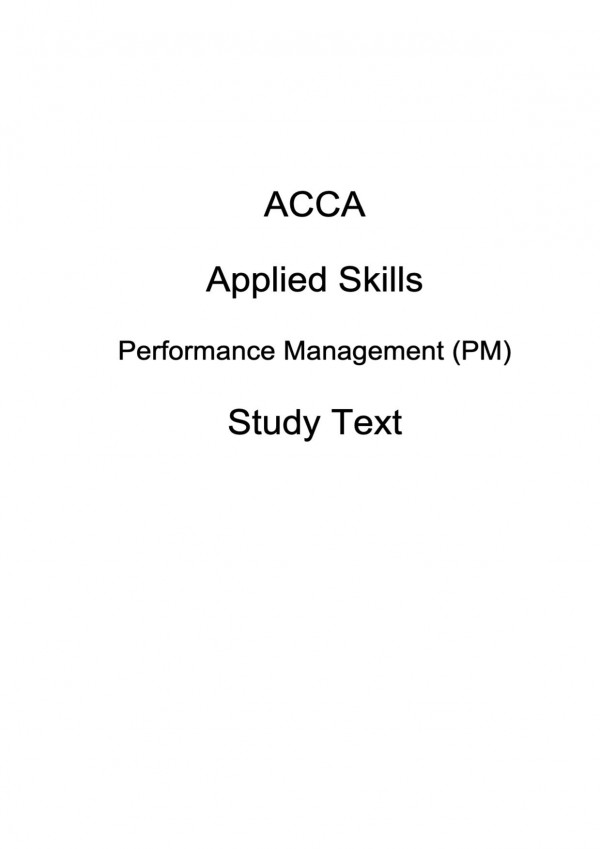 Acca Applied Skills Performance Management Pm Study Text Acca Kaplan Publishing