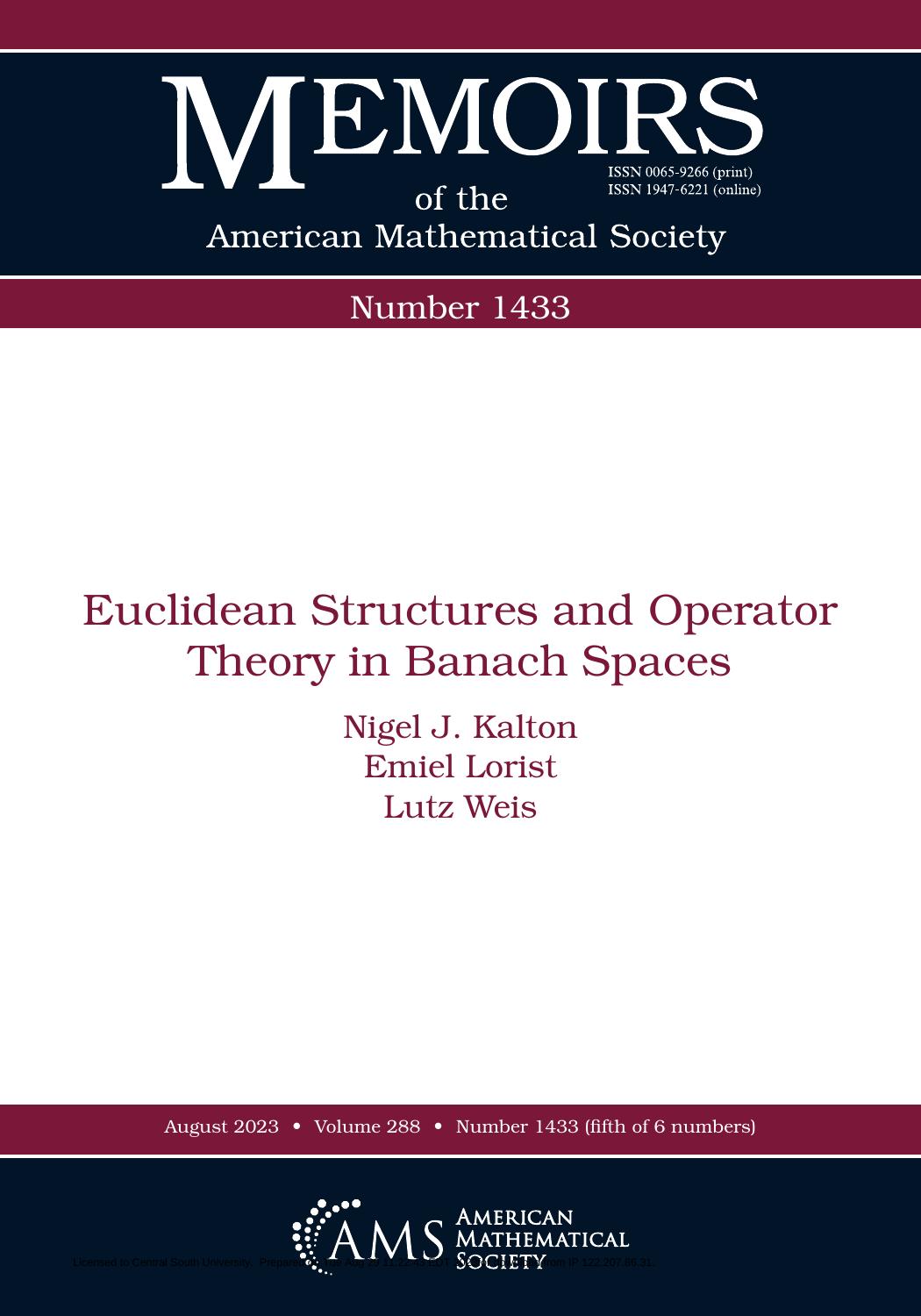 Euclidean Structures And Operator Theory In Banach Spaces Nigel J Kalton