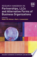 Research Handbook On Partnerships Llcs And Alternative Forms Of Business Organizations Hillman