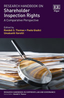 Research Handbook On Shareholder Inspection Rights A Comparative Perspective 1st Edition Randall Sthomas