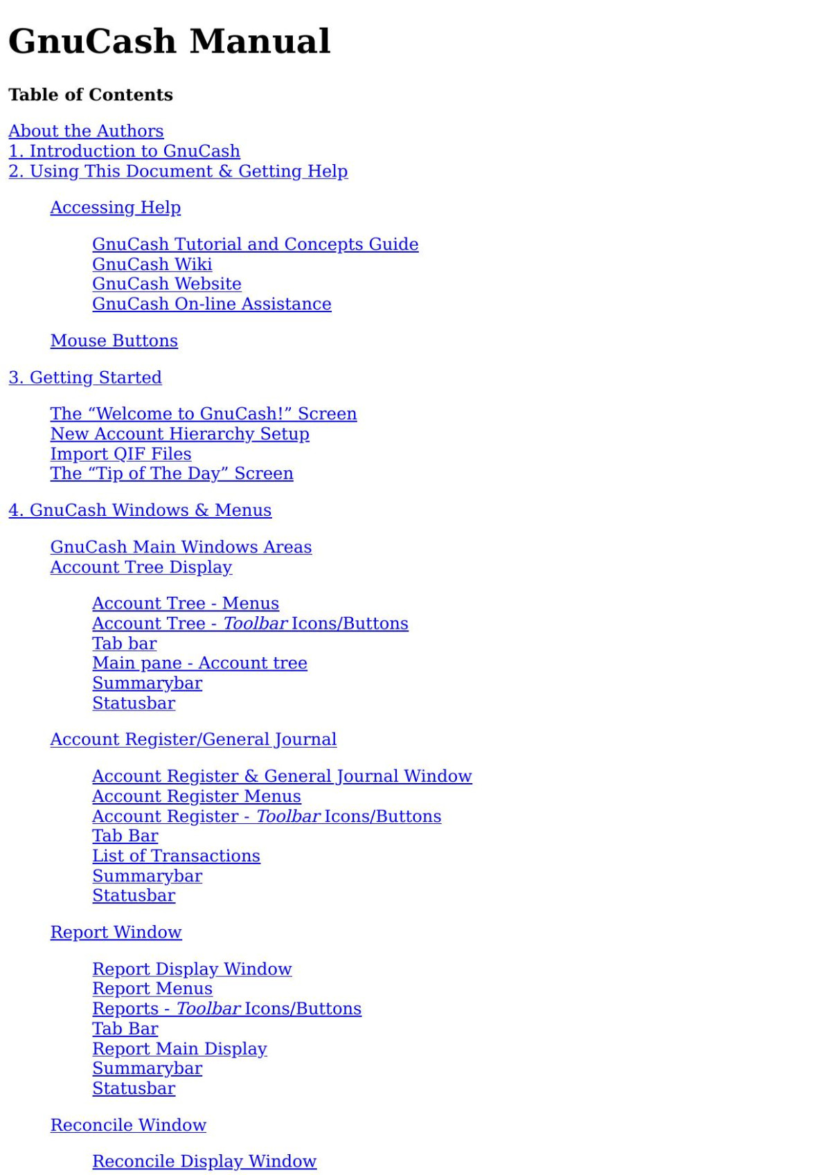 Gnucash Manual The Technical Reference For Gnucash V54 The Gnucash Documentation Team
