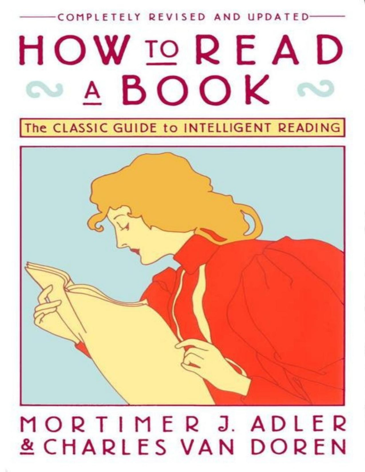 How To Read A Book Doren Charles Vanmortimer J Adler