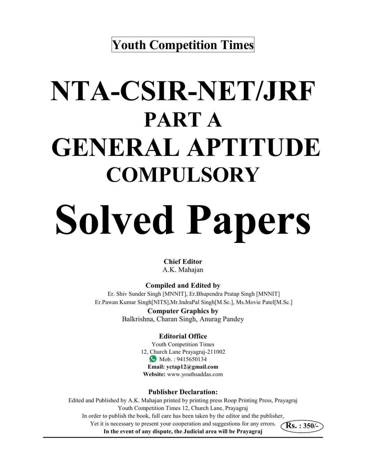 Nta Csirnetjrf General Aptitude Parta Solved Papers June 2011 To September 2022 Yct Expert Team