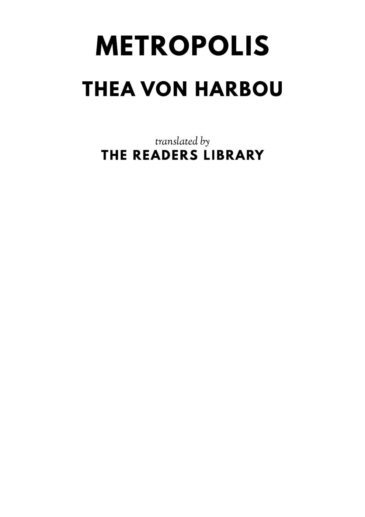 Metropolis Thea Von Harbou