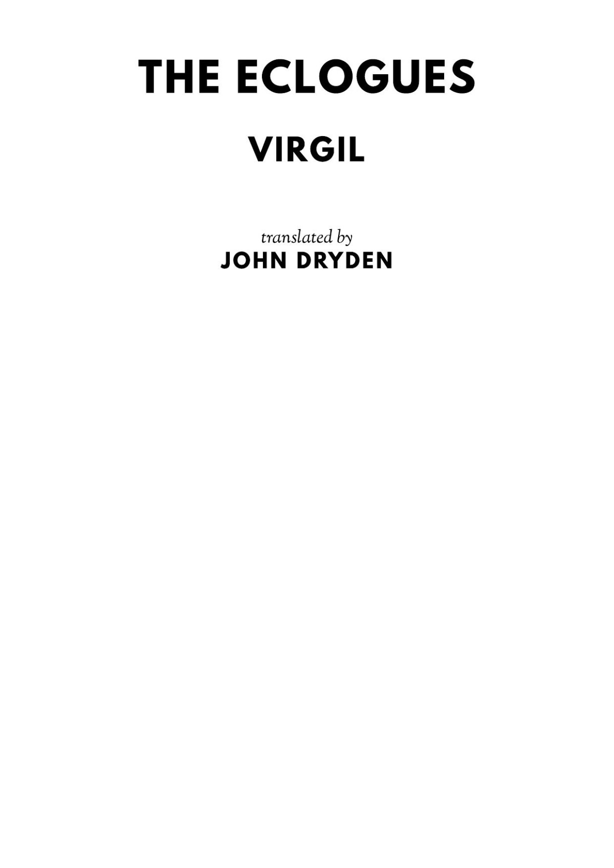 The Eclogues Virgil