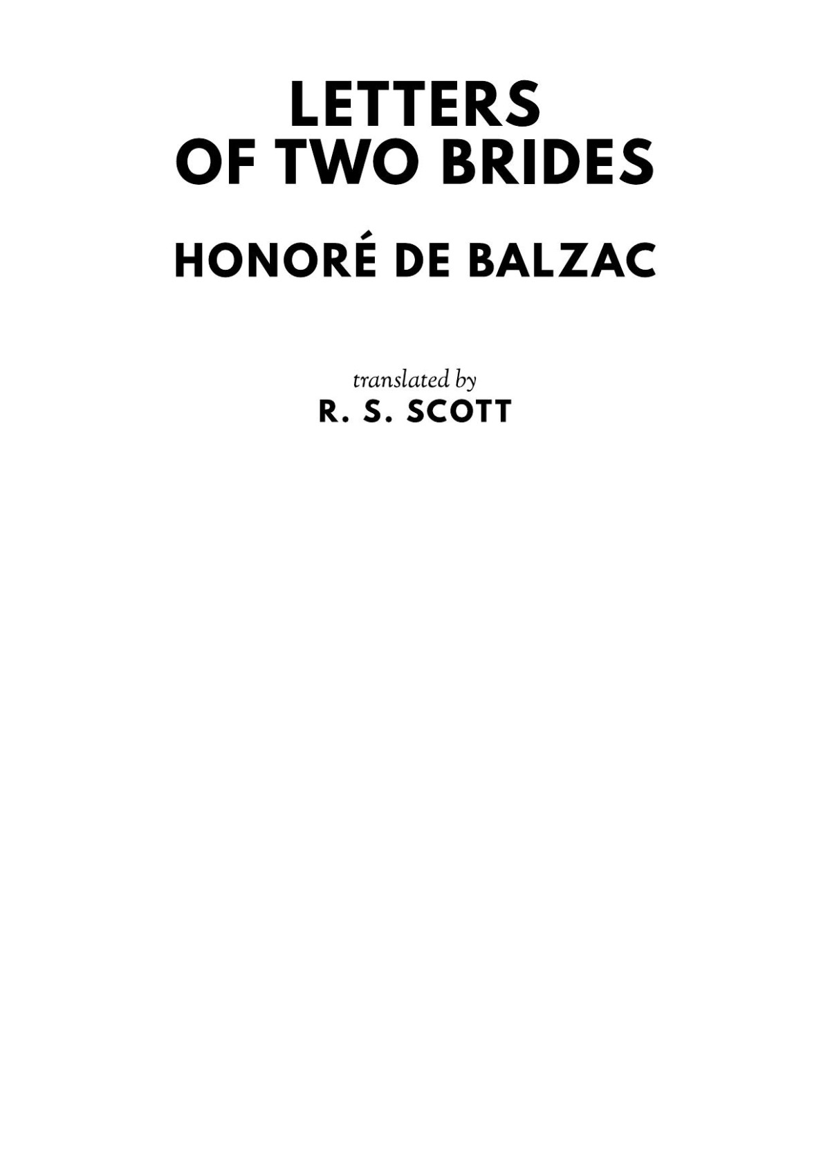Letters Of Two Brides Honor De Balzac