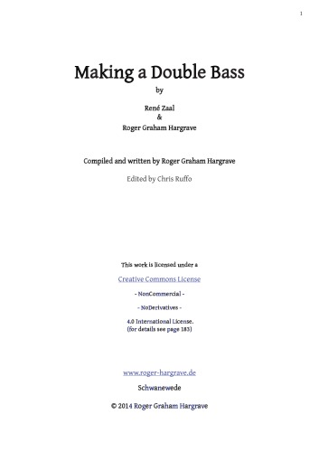 Contrabass Double Bass String Bass Making Roger Graham Hargrave