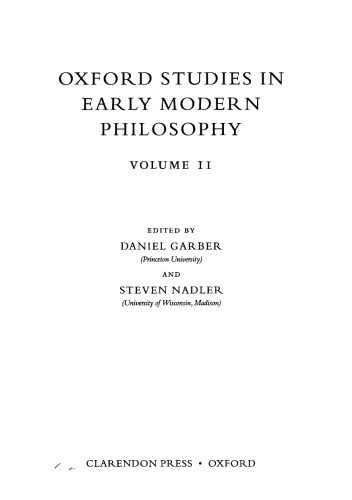 Oxford Studies In Early Modern Philosophy Daniel Garber Steven Nadler Eds