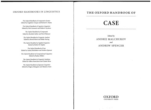 The Oxford Handbook Of Case Malchukov A Spencer A