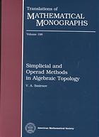 Simplicial And Operad Methods In Algebraic Topology Smirnov V A