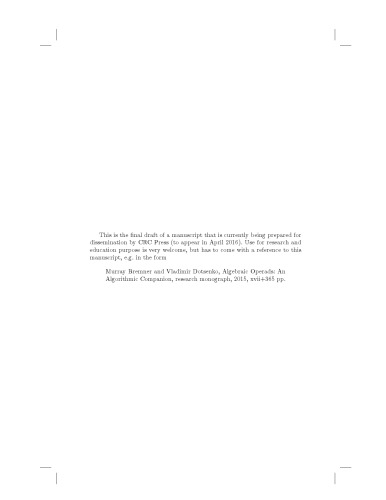 Algebraic Operads An Algorithmic Companion Draft Murray Bremner