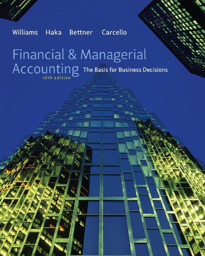 Financial Managerial Accounting 16th Edition Jan Williams Susan Haka