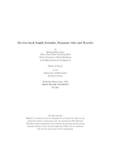 On Tree Hook Length Formulae Feynman Rules And Bseries Master Thesis Bradley Robert Jones