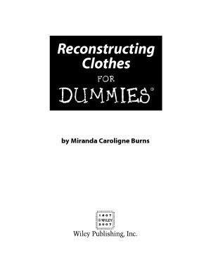 Reconstructing Clothes For Dummies Miranda Caroligne Burns