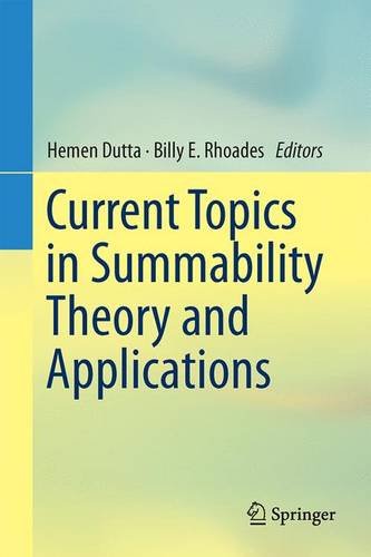 Current Topics In Summability Theory And Applications 1st Edition Hemen Dutta