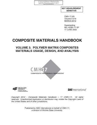 Composite Materials Handbook V 3 Polymer Matrix Composites Materials Usage Design And Analysis
