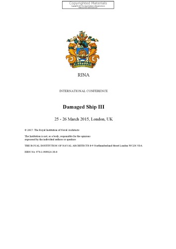 Damaged Ship Iii International Conference 25 26 March 2015 London Uk Papers