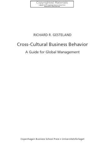 Crosscultural Business Behavior A Guide For Global Management 5th Ed Gesteland
