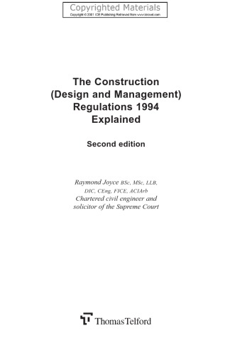 The Construction Design And Management Regulations 1994 Explained 2nd Ed Joyce