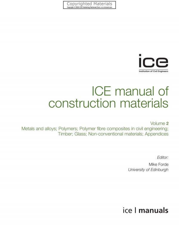 Ice Manual Of Construction Materials 2nd Ed M Forde