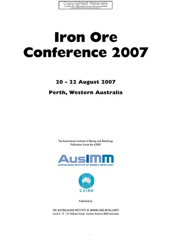 Iron Ore Conference 2007 2022 August 2007 Perth Western Australia