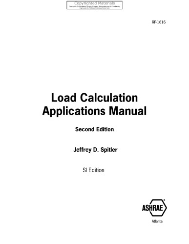 Load Calculation Applications Manual 2nd Ed Si Second Edition Si Edition Spitler