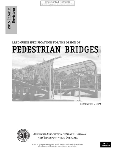 Aashto Gsdpb2i1 Aashto 2015 Interim Revisions To Lrfd Guide Specifications For The Design Of Pedestrian Bridges 2015 Interim Revisions Aashto