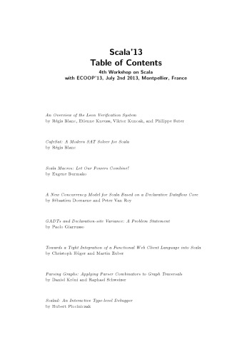 Proceedings 4th Workhop On Scala Ecoop13 Miller H Haller P Eds