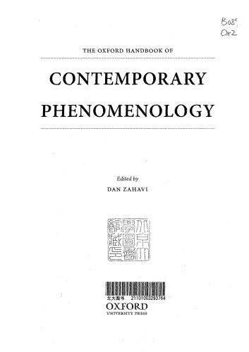 The Oxford Handbook Of Contemporary Phenomenology Dan Zahavi Ed