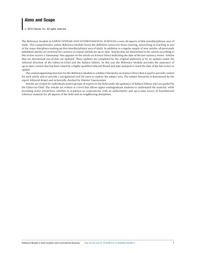Reference Module In Earth Systems And Environmental Sciences