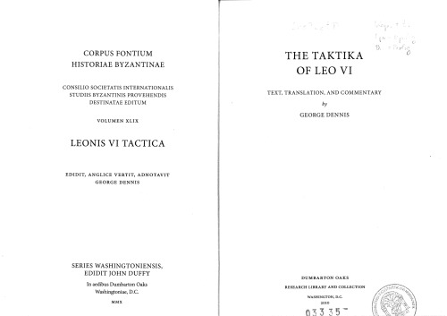 The Taktika Of Leo Vi Leo Vi George T Dennis