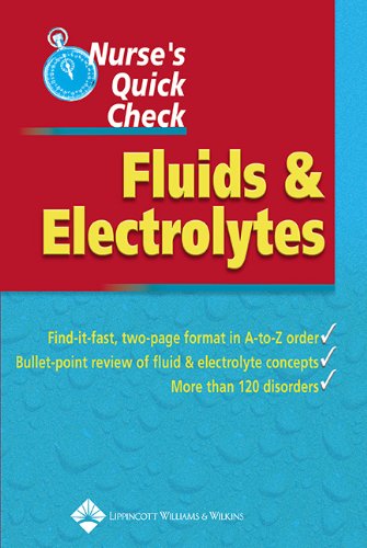 Nurses Quick Check Fluids And Electrolytes 1st Edition Springhouse