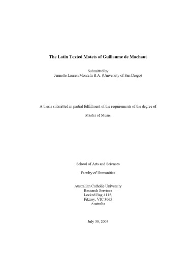 The Latin Texted Motets Of Guillaume De Machaut Montefu Jennette Lauren