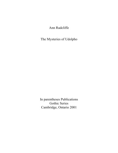 The Mysteries Of Udolpho Radcliffe Ann