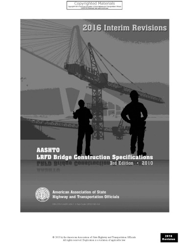 Knowel Aashto Lrfd Bridge Construction Specifications 3rd Edition With 2010 2011 2012 2014 2015 And 2016 Interim Revisions 3rd Edition Aashto