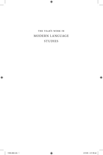 The Years Work In Modern Language Studies Parkinson Stephen Barber