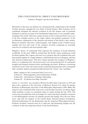 The Continental Drift Controversy Wegener And The Early Debate Henry R Frankel