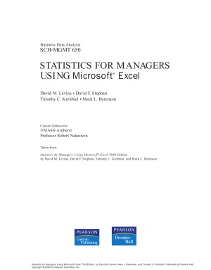 Statistics For Managers Using Microsoft Excel Custom Edition David M Levine