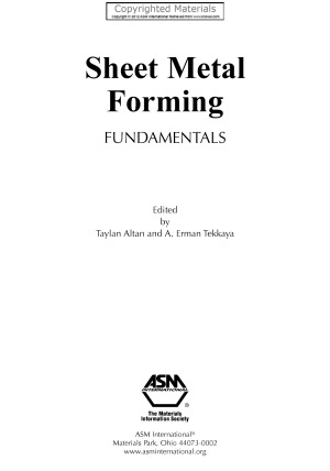 Sheet Metal Forming Fundamentals 1st Edition Taylan Altan Erman Tekkaya