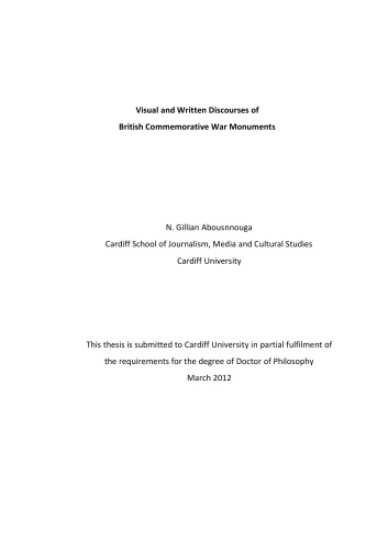 Visual And Written Discourses Of British Commemorative War Monuments Abousnnouga
