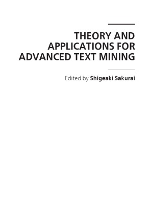 Theory And Applications For Advanced Text Mining Shigeaki Sakurai