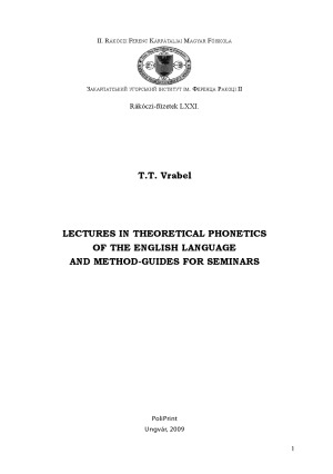 Lectures In Theoretical Phonetics Of The English Language And Method Guides For Seminars Tt Vrabel