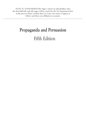 Propaganda Persuasion 5 Edition Garth S Jowett