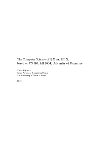The Computer Science Of Tex And Latex Eijkhout Victor