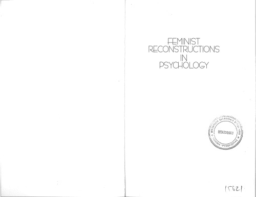 Feminist Reconstructions In Psychology Narrative Gender And Performance Gergen